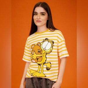 Garfield striped cotton Tee Hot Topic size Large